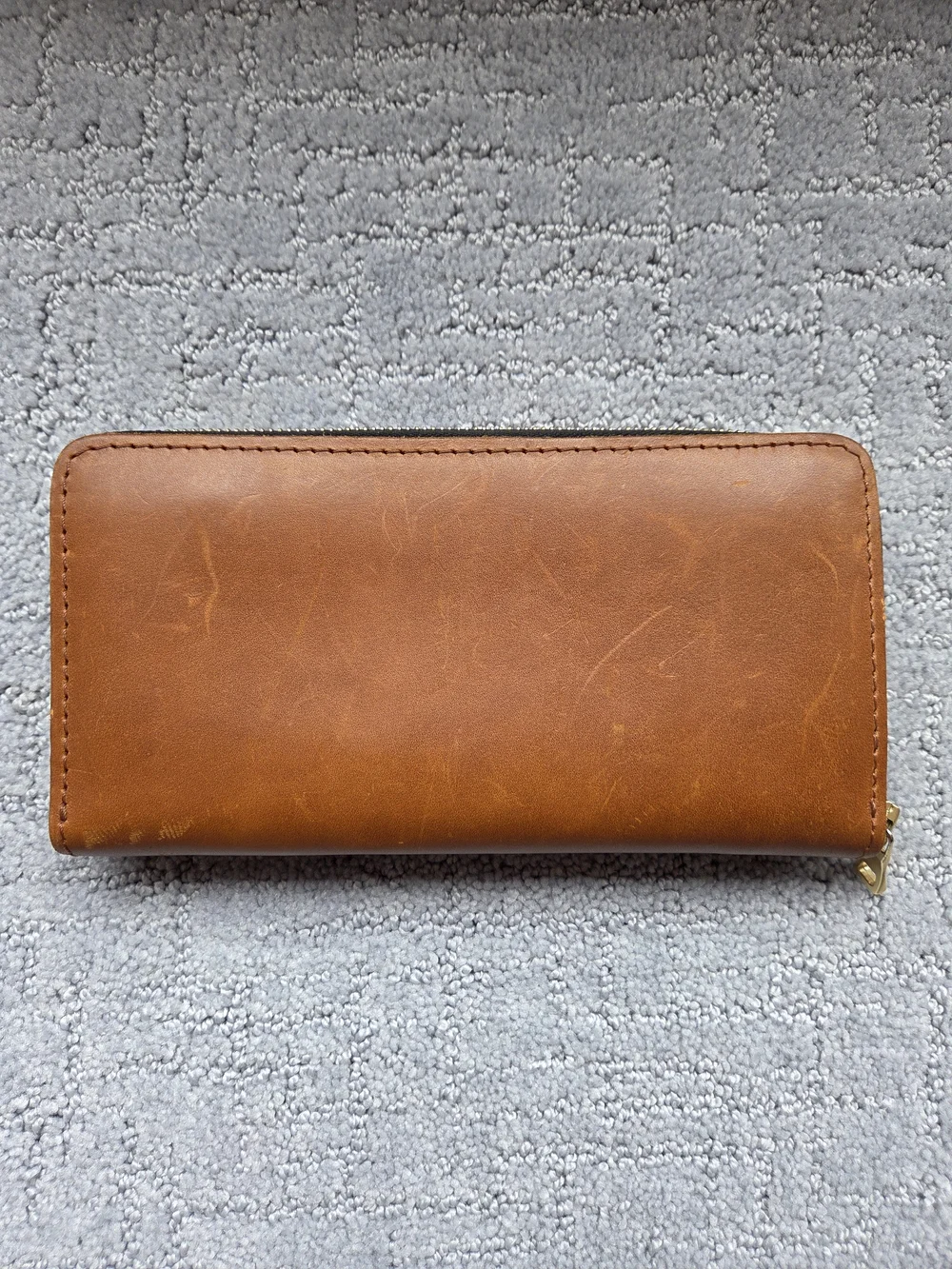 OG Portland Leather Honey Accordian Zip Wallet